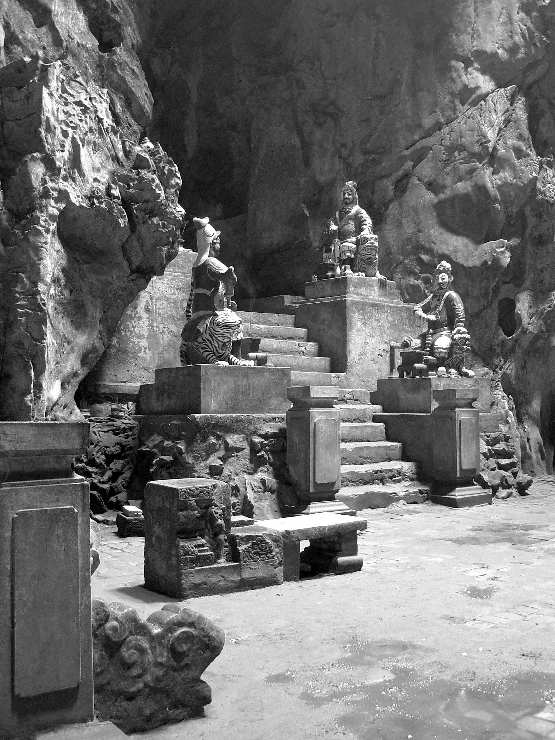 A cave shrine inside the Marble Mountains